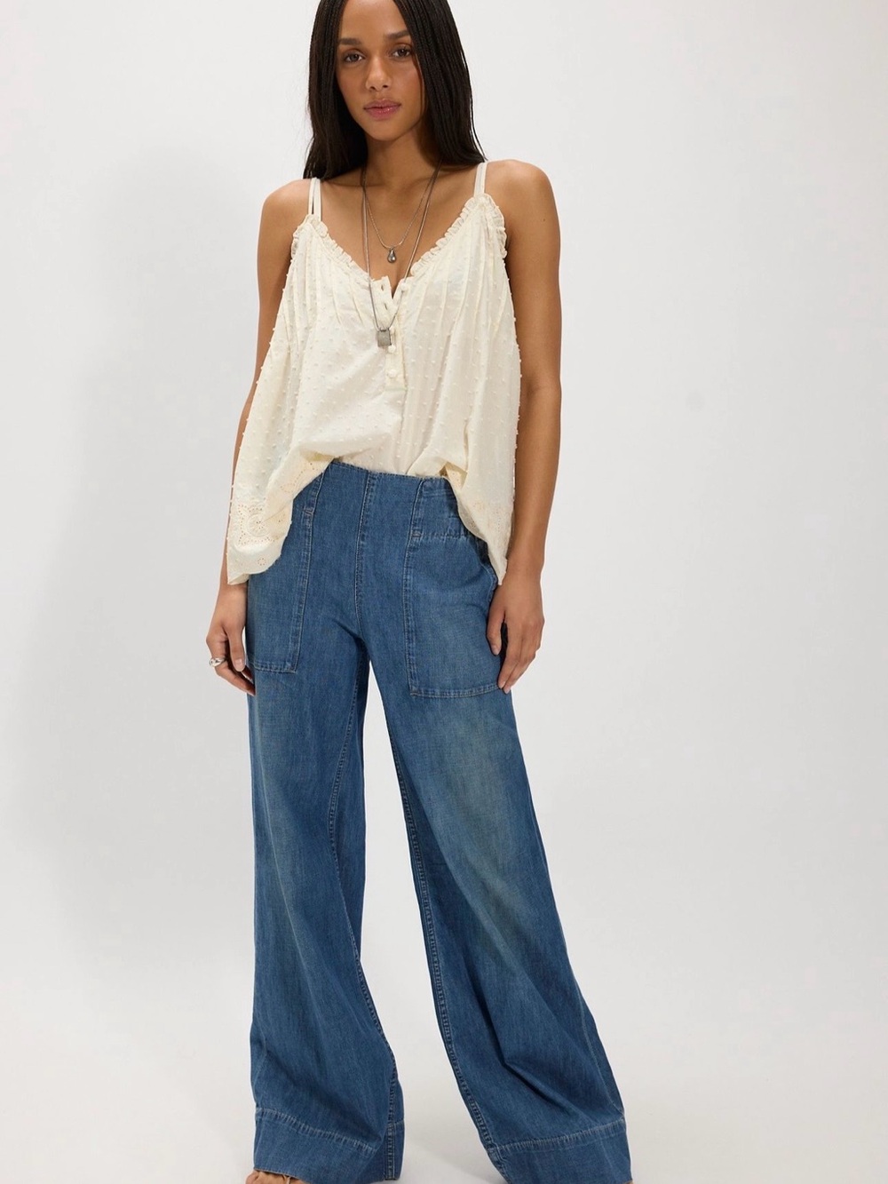 Free People We The Free Breezy Denim Pull-On Jeans Cobalt